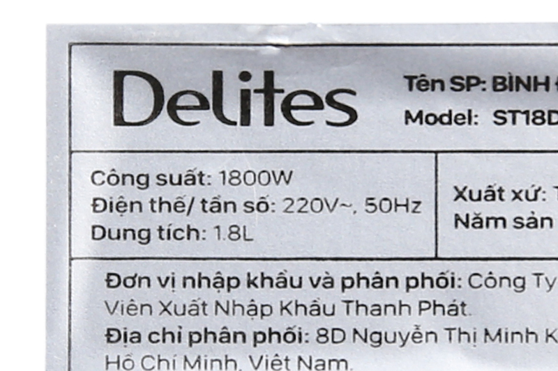 Bình đun siêu tốc Delites ST18DB01-3