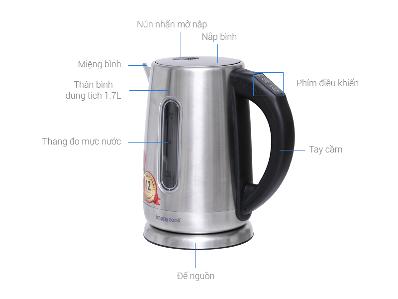 Bình đun siêu tốc Happycook 1.7 lít HEK-170D