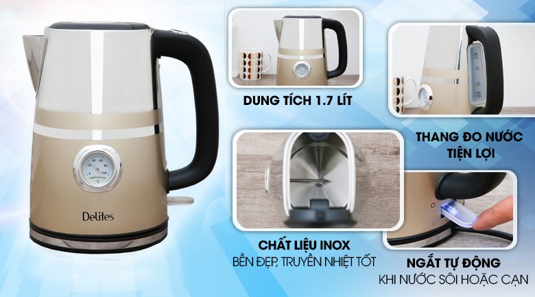 Bình đun siêu tốc Delites 1.7 lít ST17S04