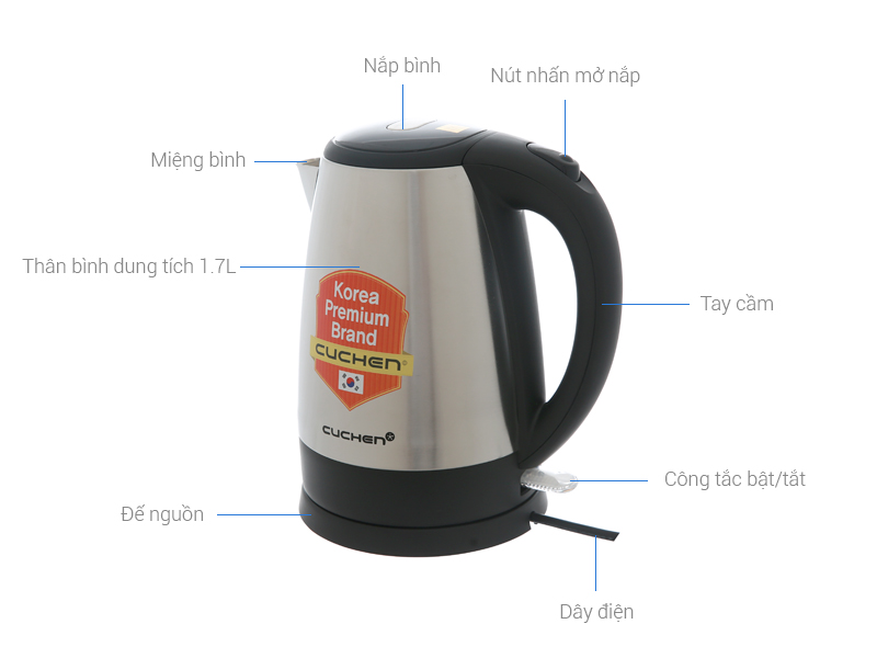 Bình đun siêu tốc Cuchen 1.7 lít CKT GT1700VN