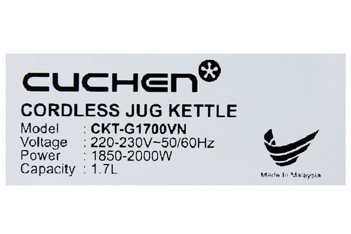 Bình đun siêu tốc Cuchen 1.7 lít CKT GT1700VN Màu Inox