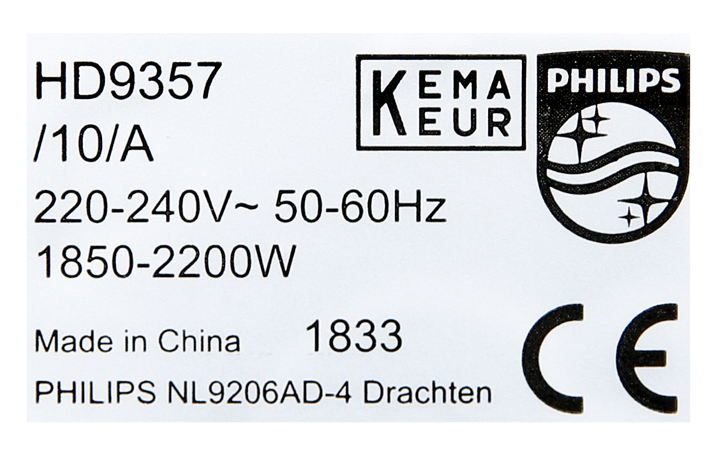 Công suất 1850 - 2200 W, mâm nhiệt phẳng truyền nhiệt mau - Bình đun siêu tốc Philips 1.7 lít HD9357/10