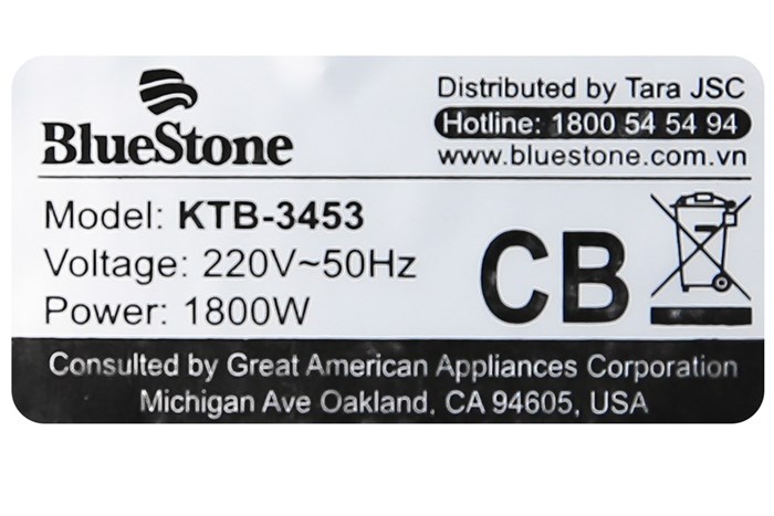 Bình đun siêu tốc Bluestone 1.5 lít KTB-3453 Đen Màu Đen