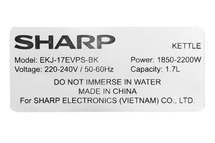 Bình đun siêu tốc Sharp 1.7 lít EKJ-17EVPS-BK Màu Đen