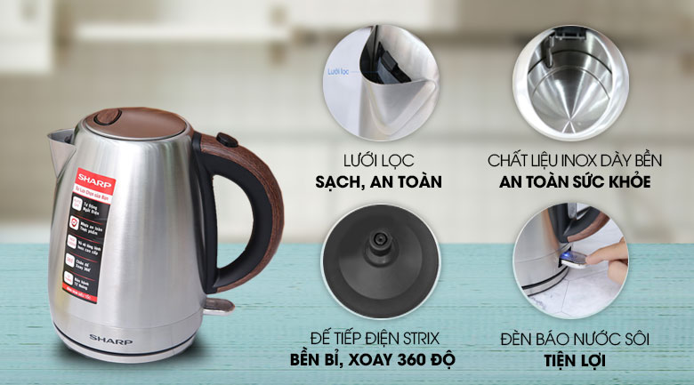 Bình đun siêu tốc Sharp 1.7 lít EKJ-17EVSD-WD