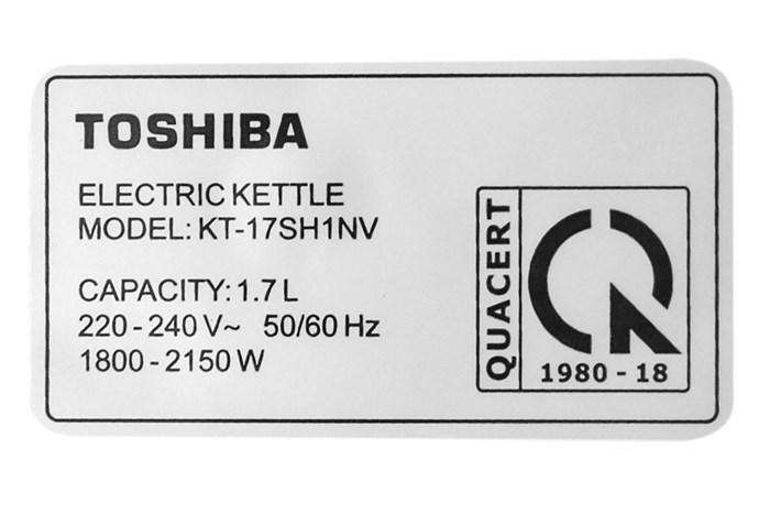 Bình đun siêu tốc Toshiba 1.7 lít KT-17SH1NV Màu Bạc