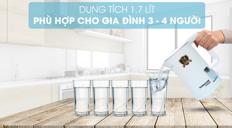 Bình đun siêu tốc Sunhouse Mama 1.7 lít SHD1386 Trắng