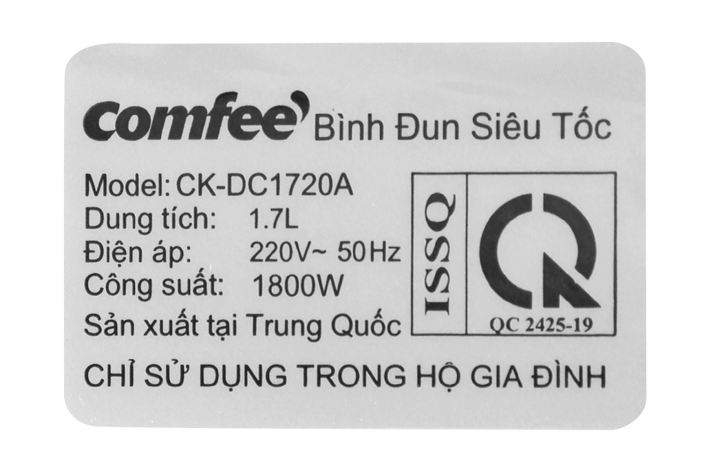 Siêu thị bình đun siêu tốc giữ nhiệt Comfee 1.7 lít CK-DC1720A