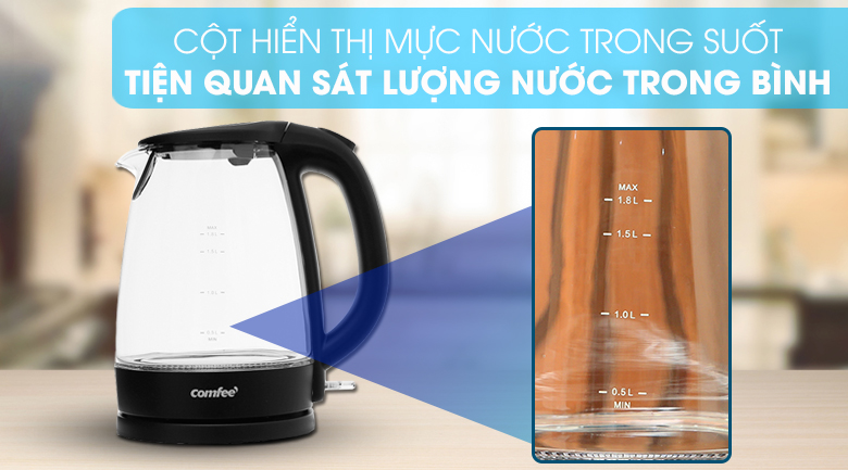 Bình đun siêu tốc Comfee 1.8 lít CK-GC1820B