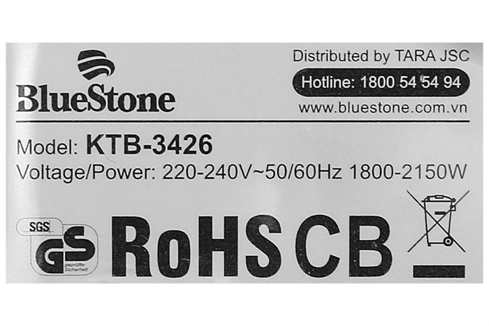 Ấm đun siêu tốc BlueStone 1.7 lít KTB-3426 Màu Trắng - Đen