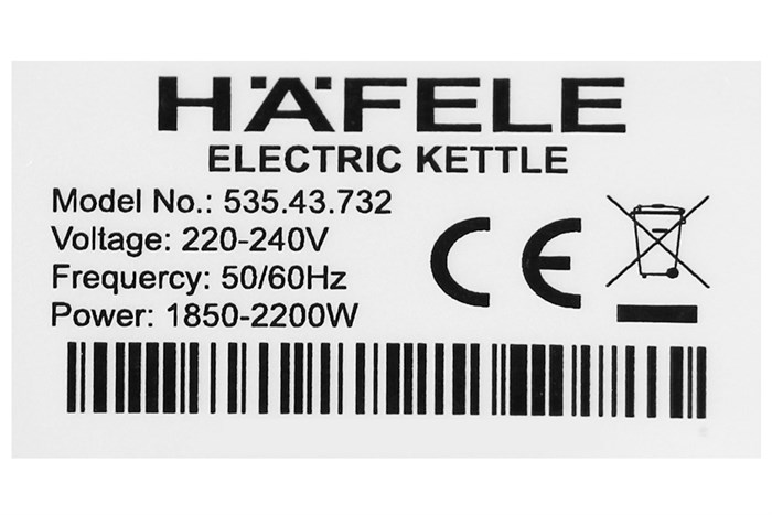 Bình đun siêu tốc Hafele 1.7 lít T-602C (535.43.732) Màu Bạc