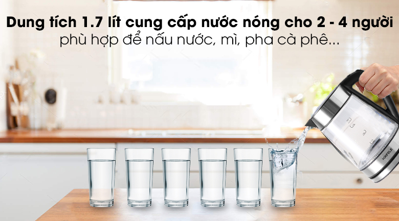 dung tích - Bình đun siêu tốc Hafele T-602C 1,7L