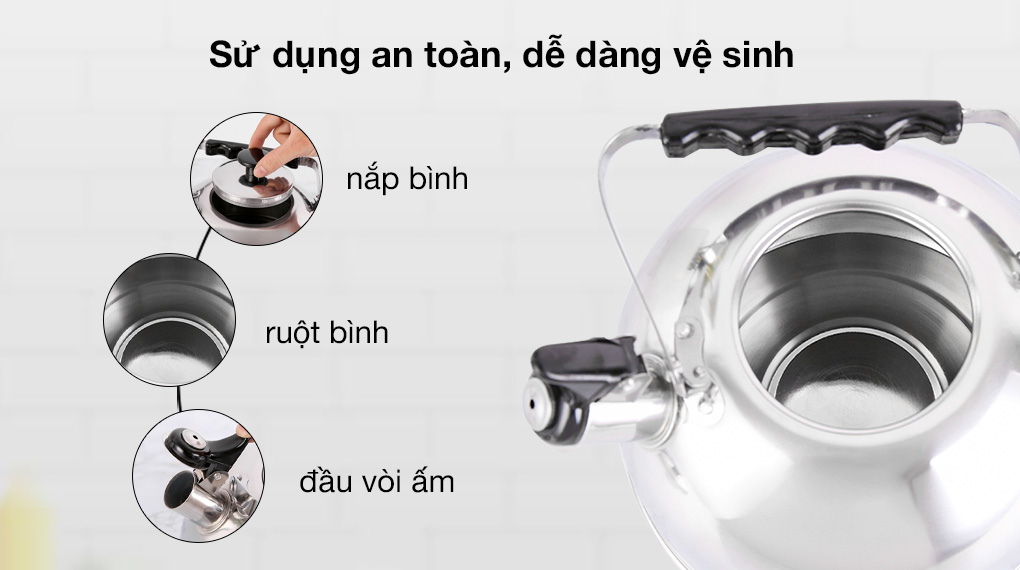 Ấm đun nước inox Delites BR001 4 lít