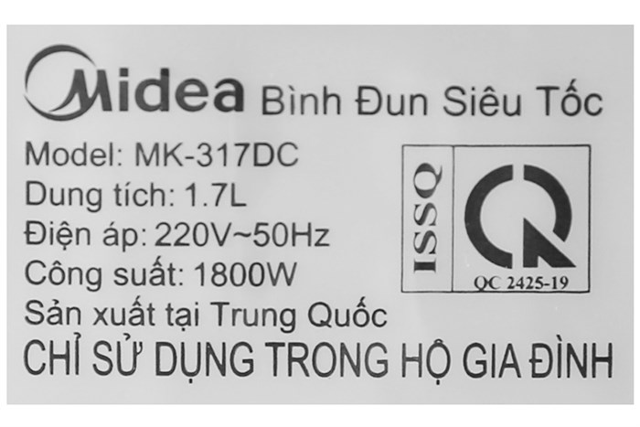 Bình đun siêu tốc Midea 1.7 lít MK-317DC Màu Xanh đen