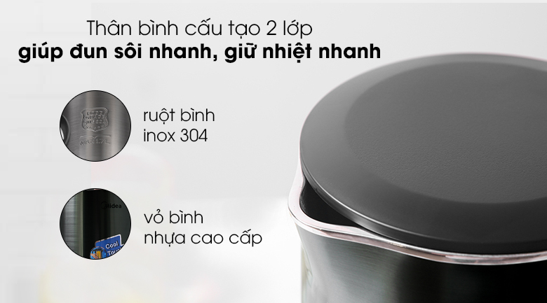 Chất liệu  - Bình đun siêu tốc Midea MK-317DC