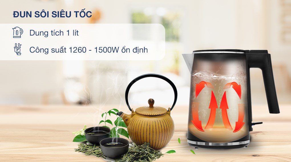 Ấm đun siêu tốc Sharp 1 lít EKJ-10DVPS-BK