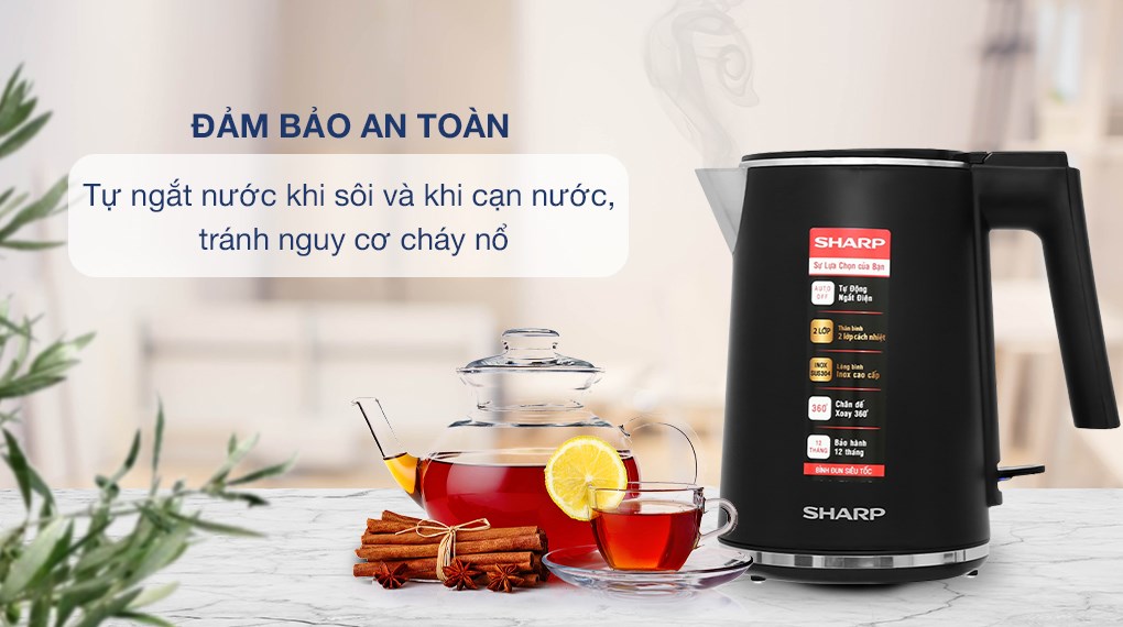 Ấm đun siêu tốc Sharp 1 lít EKJ-10DVPS-BK