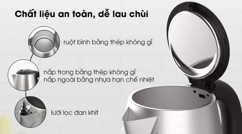 Chất liệu - Bình đun siêu tốc Tefal KI800D68 