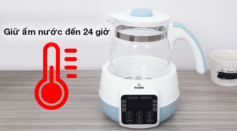 Bình đun nước pha sữa Bonbébé 1.2 lít BB-41 - Có chức năng giữ ấm nước đến 24 giờ