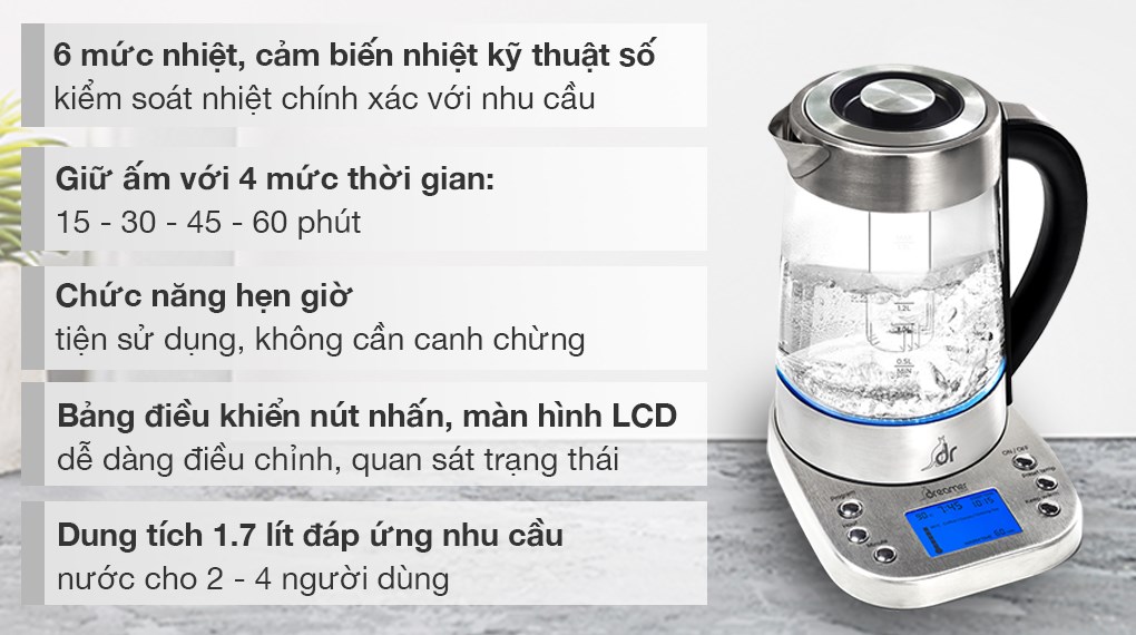 Bình đun siêu tốc thông minh Dreamer 1.7 lít DK-S17D