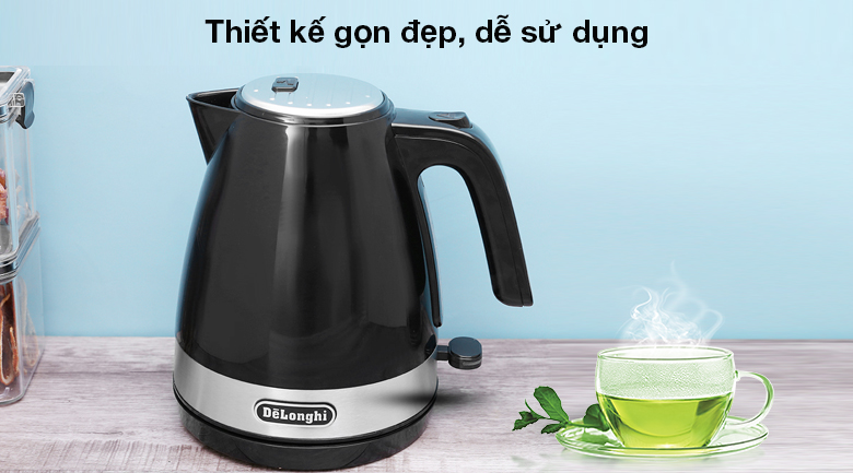 Ấm đun siêu tốc Delonghi 1 lít KBLA2000.BK - Thiết kế của ấm đun siêu tốc Delonghi mang hơi hướng cổ điển