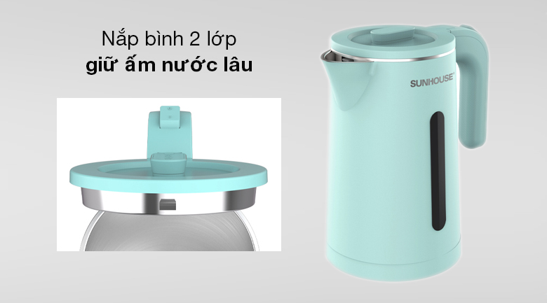 Bình đun siêu tốc Sunhouse 1.8 lít SHD1351 - Nắp bình 2 lớp