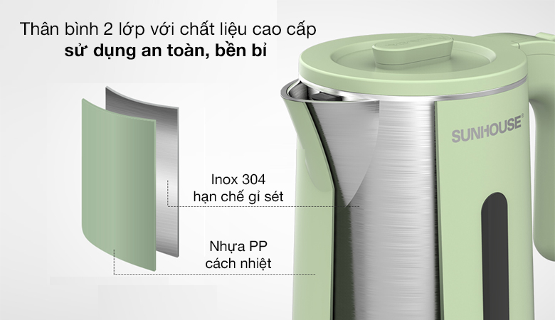 Chất liệu - Bình đun siêu tốc Sunhouse 1.8 lít SHD1353