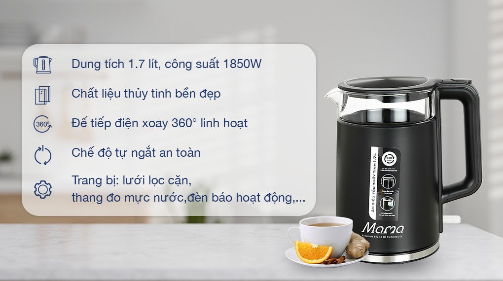Ấm đun siêu tốc Sunhouse Mama 1.7 lít SHD1330 - 8