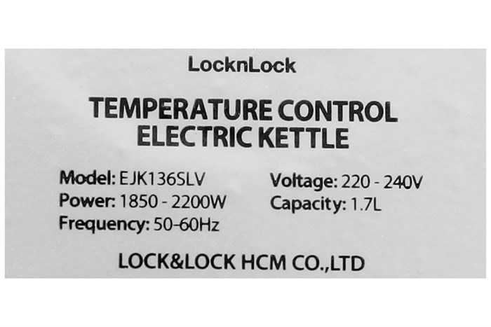 Bình đun siêu tốc Lock&Lock 1.7 lít EJK136SLV Màu Bạc