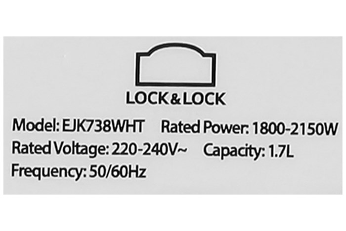 Bình đun siêu tốc Lock&Lock 1.7 lít EJK738WHT Màu Trắng