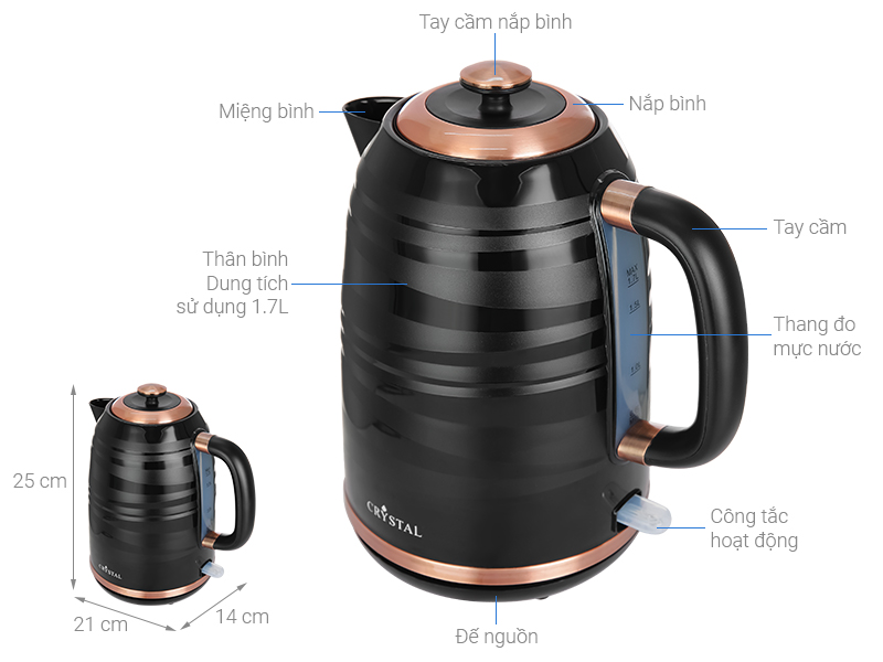Bình đun siêu tốc Crystal 1.7 lít K512PN