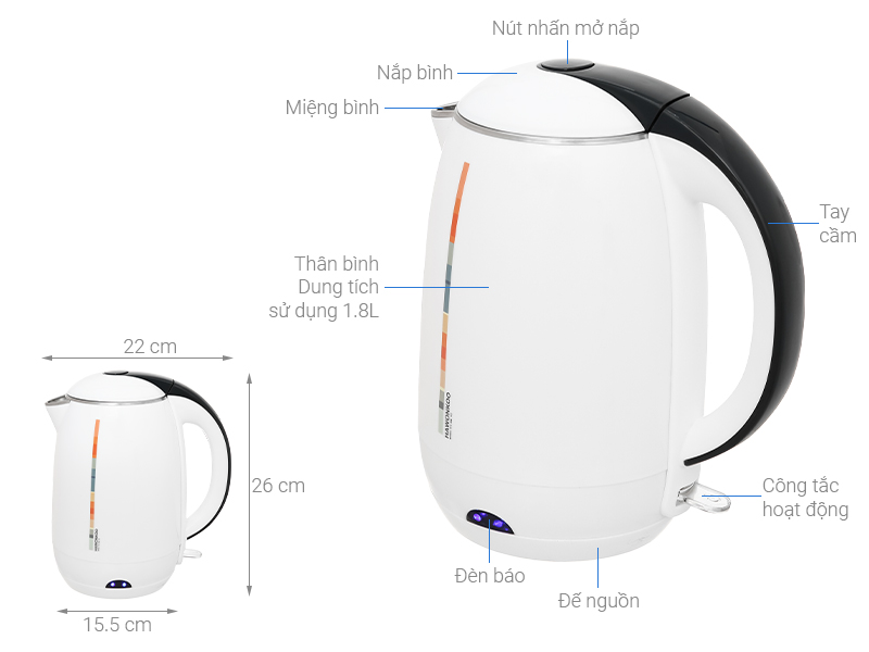 Bình đun siêu tốc Hawonkoo 1.8 lít KEH-180-W
