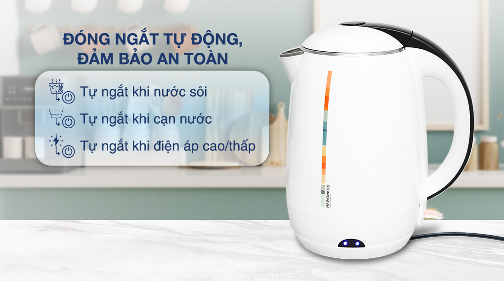 Ấm đun siêu tốc Hawonkoo 1.8 lít KEH-180-W - Chế độ an toàn