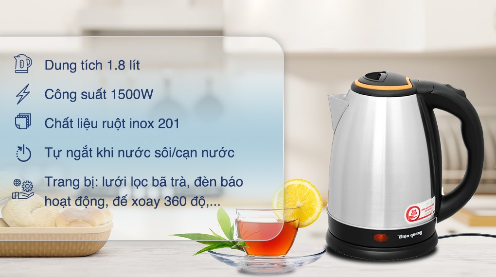 Ấm đun siêu tốc Điện Quang 1.8 lít ĐQ EKT06 1518 BL giá rẻ, chất lượng cao