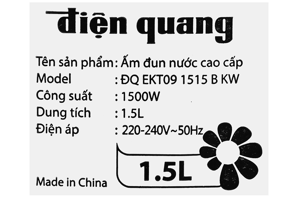 Ấm đun siêu tốc Điện Quang 1.5 lít ĐQ EKT09 1515 B KW Màu Xanh Dương
