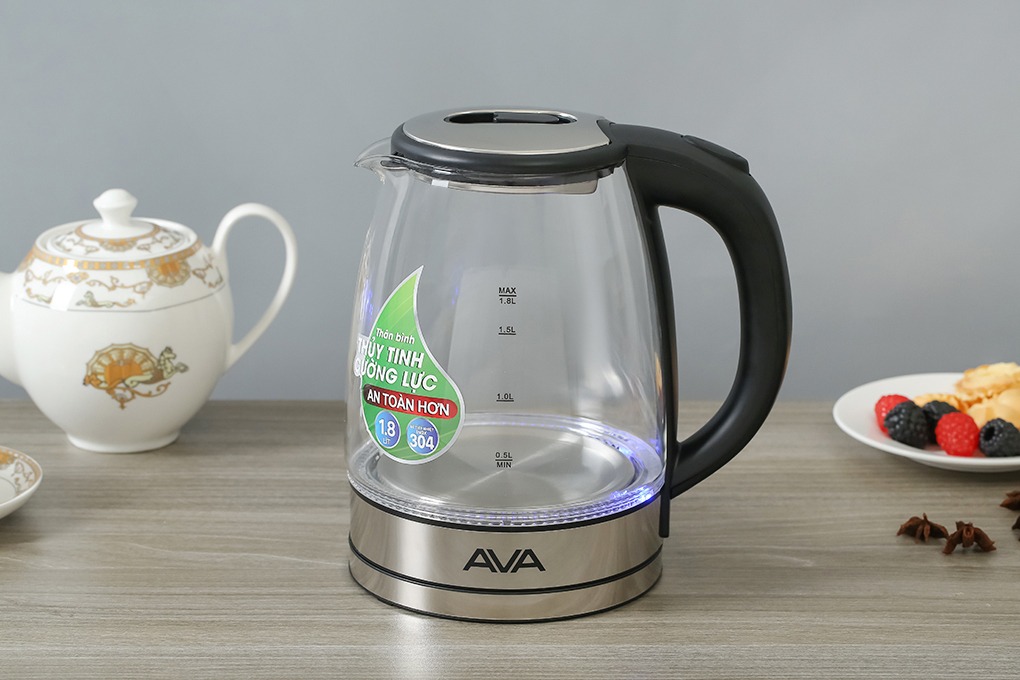 Bình đun siêu tốc AVA 1.8 lít EK2607G Màu Trắng - Bạc