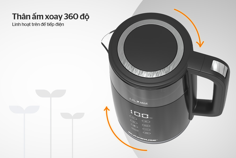 Bình đun siêu tốc Sunhouse Mama 1.7 lít SHD1333 - Đế tiếp điện xoay 360 độ