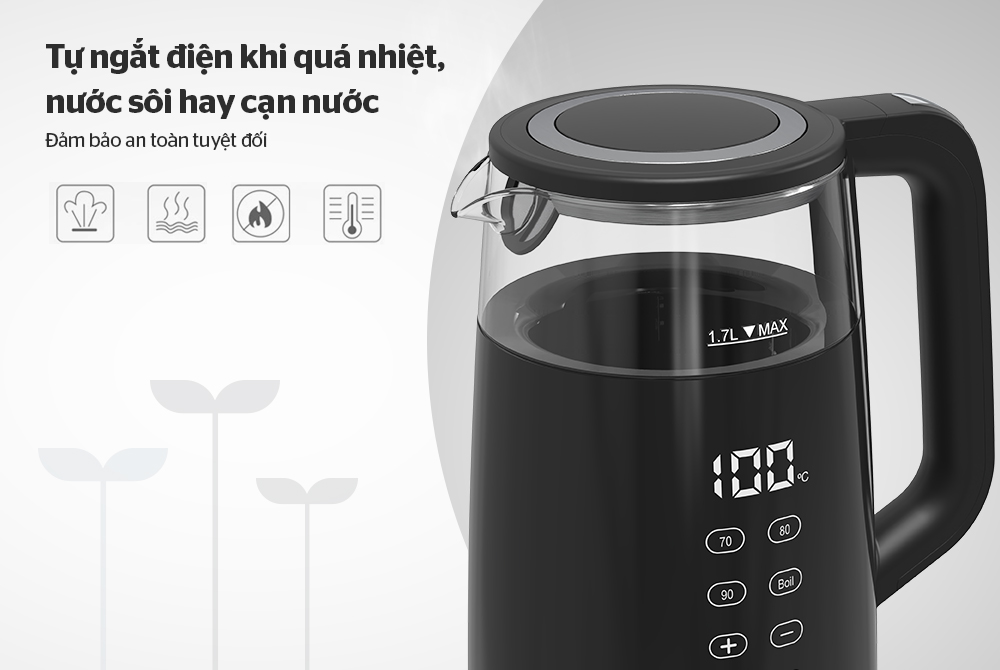 Bình đun siêu tốc Sunhouse Mama 1.7 lít SHD1333 - Chế độ an toàn