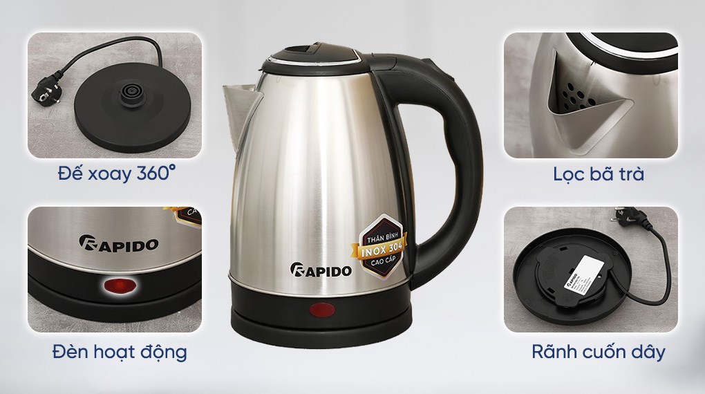 Ấm đun siêu tốc Rapido 1.8 lít RK-1815-3