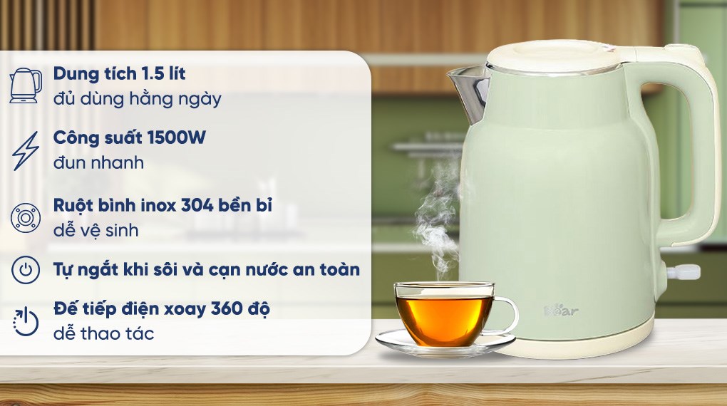 Bình đun siêu tốc Bear 1.5 lít KE-5H15V35