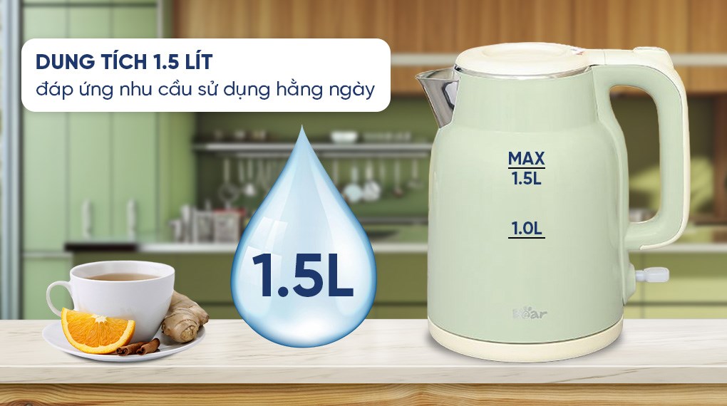 Bình đun siêu tốc Bear 1.5 lít KE-5H15V35