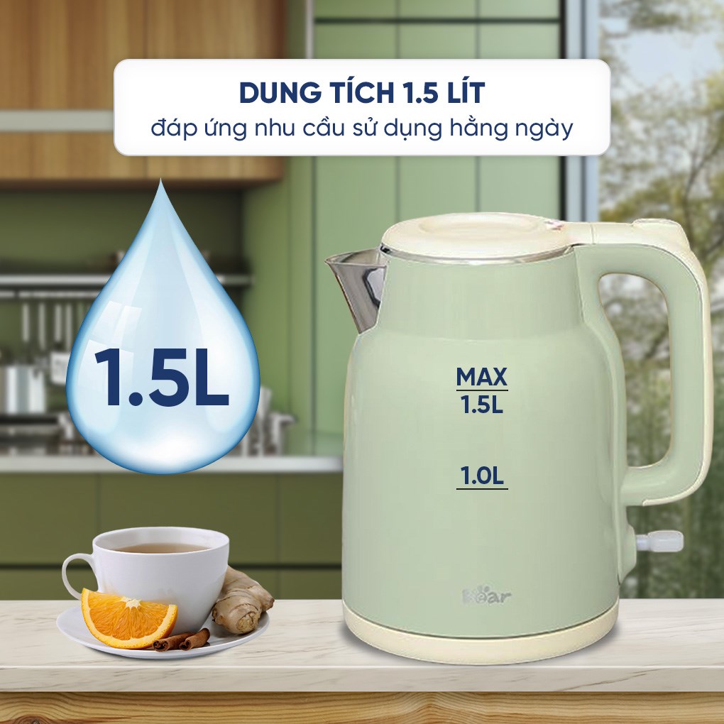 Bình đun siêu tốc Bear 1.5 lít KE-5H15V35