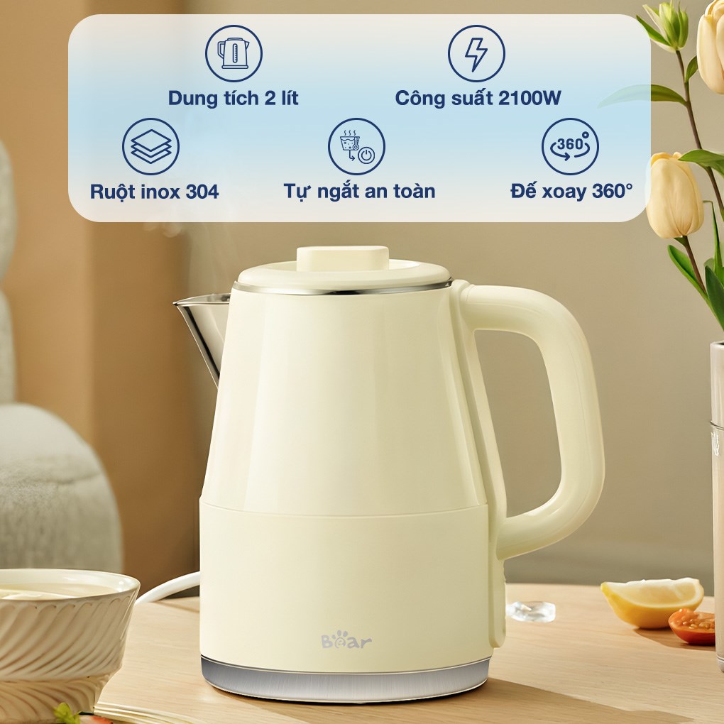 Bình đun siêu tốc Bear 2 lít KE-5H20B16