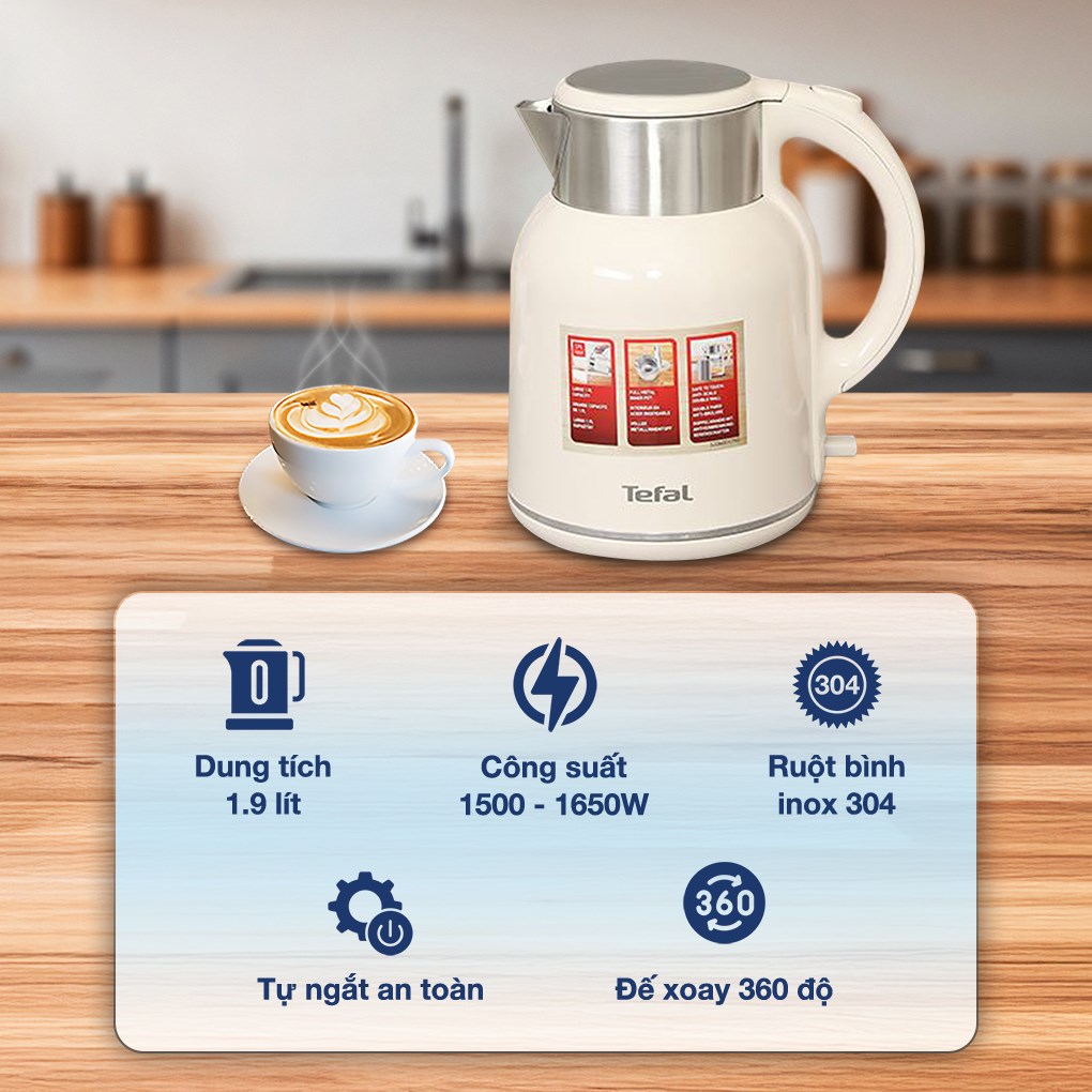 Bình đun siêu tốc Tefal 1.9 lít KO190AE0