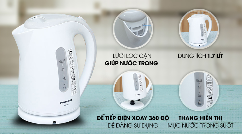 Bình đun siêu tốc Panasonic 1.7 lít NC-GK1WRA hover