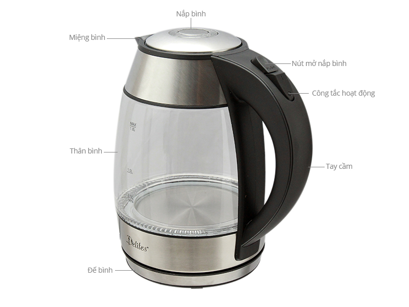 Bình siêu tốc Delites 1.8 lít ST18G01