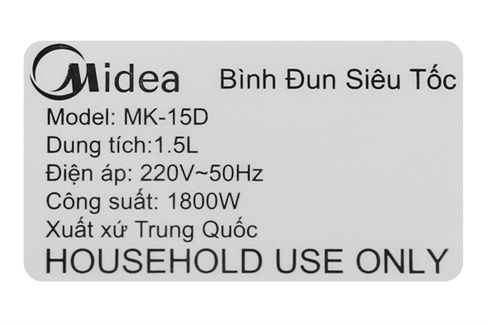 Bình đun siêu tốc Midea 1.5 lít MK-15D Màu Trắng