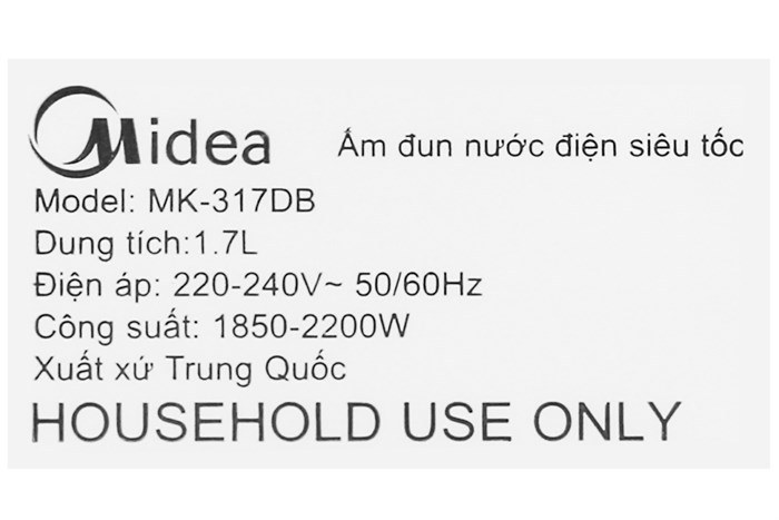 Bình siêu tốc Midea 1.7 lít MK-317DB Màu Đen