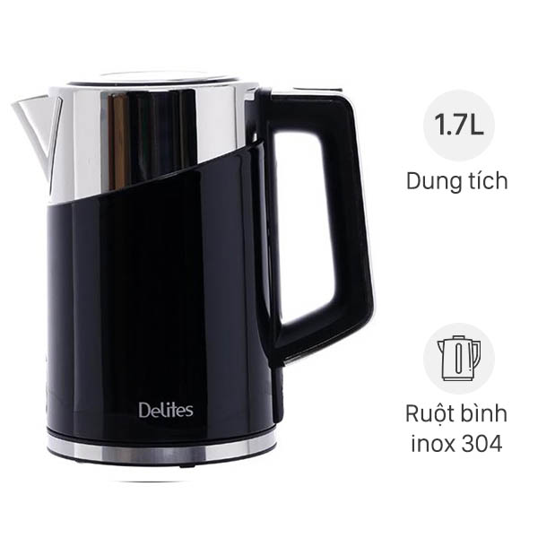 Bình đun siêu tốc Delites 1.7 lít ST17DB01 Màu Đen