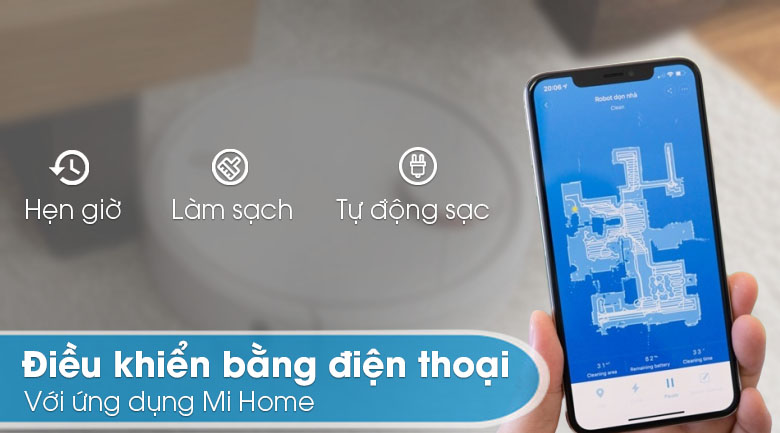 Điều khiển qua ứng dụng Mihome - Robot hút bụi Xiaomi Vacuum Mop SKV4093GL